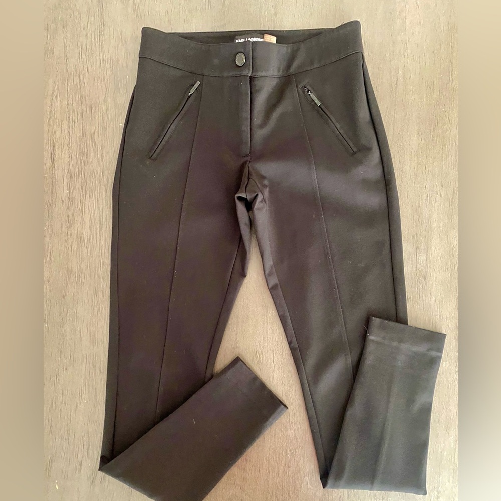 Karl Lagerfeld Black Skinny Pants with Zip Pockets